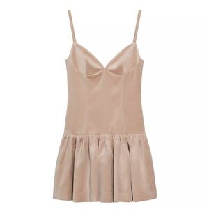 Zara Tan Mini Dress with Spaghetti Straps
